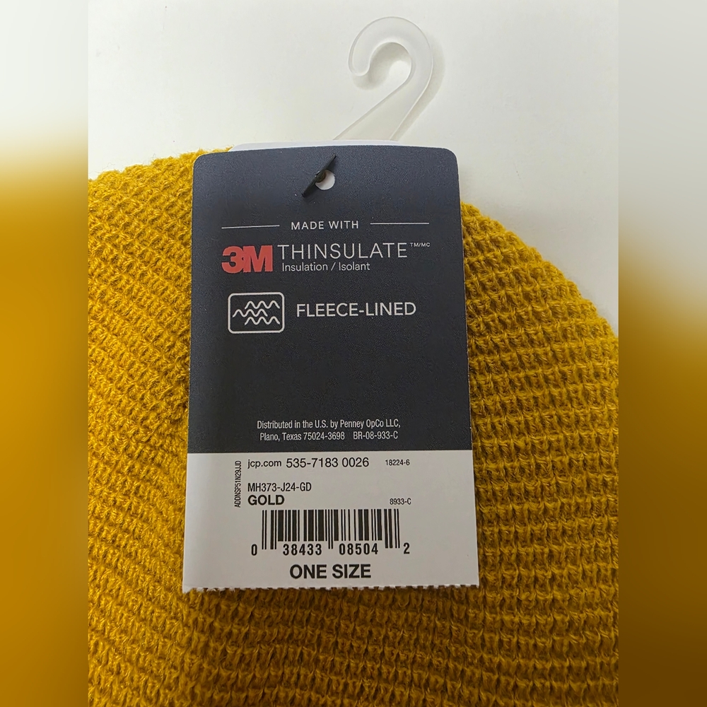 NWT St. John's Bay Mens Gold One Size Fleece Lined Beanie - Picture 5 of 11